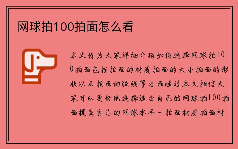 网球拍100拍面怎么看